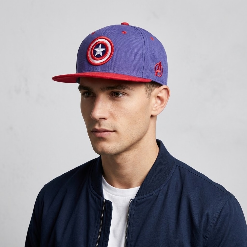 Marvel Captain America Snapback Hat Men Adjustable Blue Red Lids Exclusive